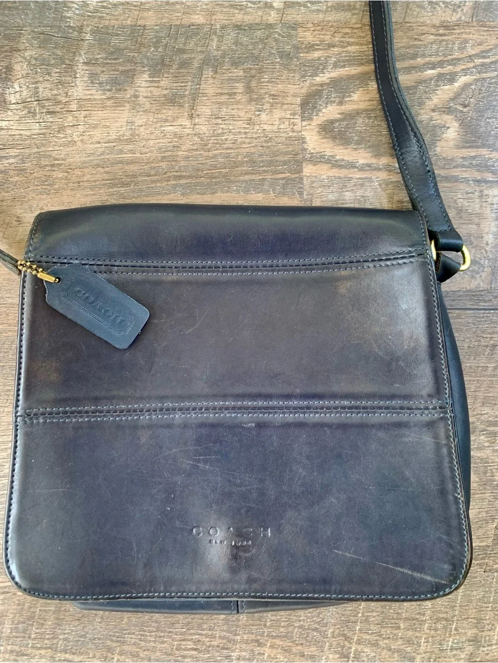 Vintage Coach Navy Leather Crossbody -Messenger Bag